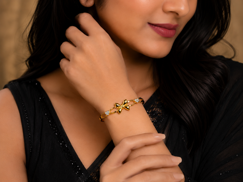 Aeza Anti-Tarnish Butterfly Gold Bracelet for Women | Elegant Heart Stone Bracelet | Adjustable Fashion Jewellery