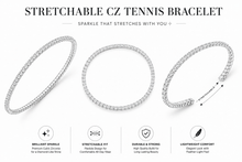 Aeza Stretchable Tennis Bracelet for Women | Sparkling Cubic Zirconia CZ Bracelet | Flexible Stretch Bracelet for Daily Wear, Party & Special Occasions