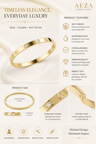 Aeza Gold Plated Screw Inspired Bangle Bracelet for Women, Minimalist Crystal Accent Cuff Bracelet, Elegant Stainless Steel Jewelry for Daily Wear, Party, Wedding & Gifting