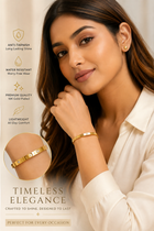 Aeza Gold Plated Screw Inspired Bangle Bracelet for Women, Minimalist Crystal Accent Cuff Bracelet, Elegant Stainless Steel Jewelry for Daily Wear, Party, Wedding & Gifting