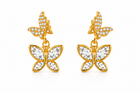 Aeza Gold Plated Butterfly Drop Earrings for Women | Crystal Butterfly Dangle Earrings | Lightweight Party, Wedding & Daily Wear Fashion Jewellery Gift for Girls