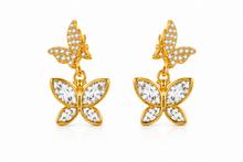 Aeza Gold Plated Butterfly Drop Earrings for Women | Crystal Butterfly Dangle Earrings | Lightweight Party, Wedding & Daily Wear Fashion Jewellery Gift for Girls