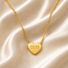 Aeza 11:11 Heart Pendant Necklace for Women | Gold Plated Stainless Steel Heart Necklace | Minimalist Angel Number Necklace | Adjustable Chain | Gift for Girls, Wife, Girlfriend