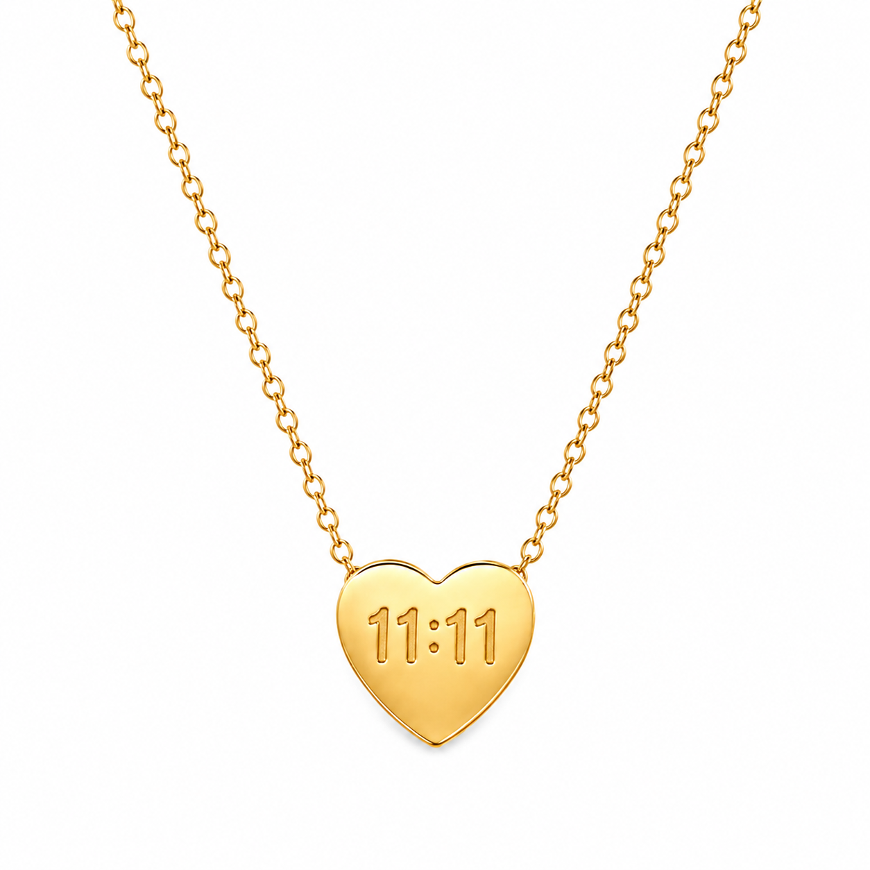 Aeza 11:11 Heart Pendant Necklace for Women | Gold Plated Stainless Steel Heart Necklace | Minimalist Angel Number Necklace | Adjustable Chain | Gift for Girls, Wife, Girlfriend