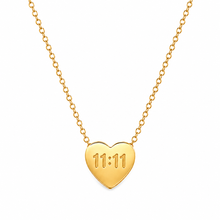 Aeza 11:11 Heart Pendant Necklace for Women | Gold Plated Stainless Steel Heart Necklace | Minimalist Angel Number Necklace | Adjustable Chain | Gift for Girls, Wife, Girlfriend