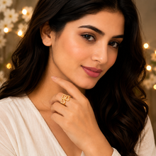 Aeza Anti Tarnish Gold Plated Triple Heart Adjustable Ring for Women | Stainless Steel Open Heart Finger Ring | Waterproof Minimalist Stackable Ring | Fashion Jewelry Gift for Girls