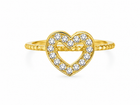 Aeza Anti Tarnish Gold Plated Heart Ring for Women | Stainless Steel Crystal Heart Finger Ring | Adjustable Minimalist Stackable Ring | Waterproof Fashion Jewelry Gift for Girls