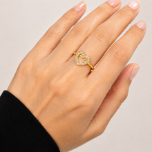Aeza Anti Tarnish Gold Plated Heart Ring for Women | Stainless Steel Crystal Heart Finger Ring | Adjustable Minimalist Stackable Ring | Waterproof Fashion Jewelry Gift for Girls