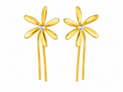Aeza Anti Tarnish Gold Plated Flower Tassel Earrings for Women | Stainless Steel Floral Dangle Earrings | Crystal Drop Earrings | Lightweight Fashion Jewelry for Girls