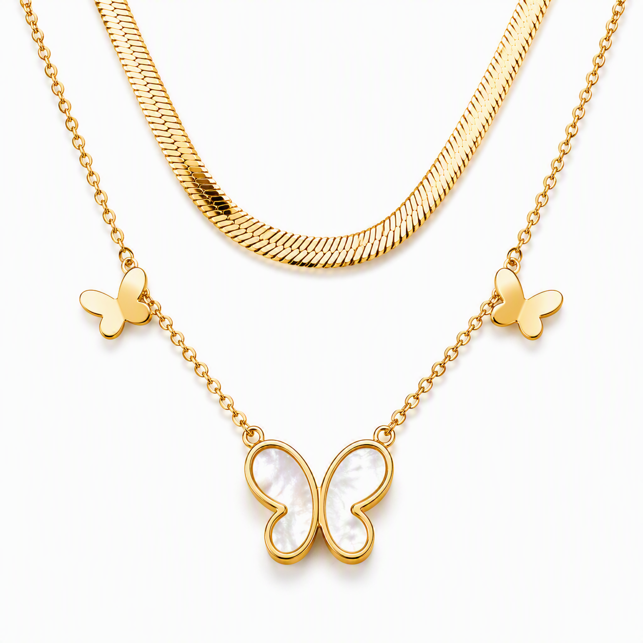 Aeza Gold Butterfly Heart Pendant Necklace