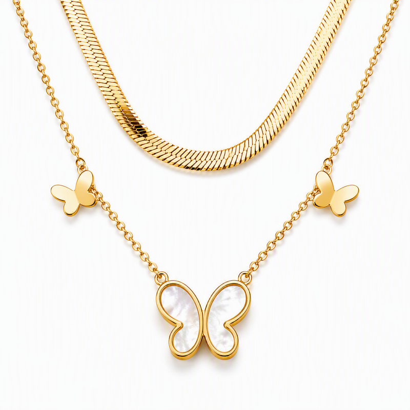 Aeza Gold Butterfly Heart Pendant Necklace