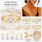 Aeza Crystal Heart Bangle Bracelet – Gold Finish