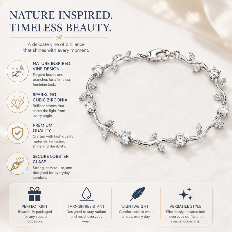 Aeza Tulip Cubic Zirconia Floral Vine Link Bracelet