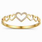 Aeza Crystal Heart Bangle Bracelet – Gold Finish