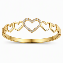 Aeza Crystal Heart Bangle Bracelet – Gold Finish