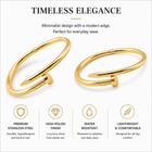 Aeza Gold Tone Nail Bangle Bracelet for Women – Minimalist Open Cuff Bracelet, Fashion Jewelry Wrist Bangle, Elegant Stackable Bracelet Gift for Women