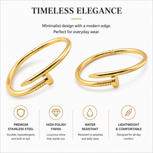 Aeza Gold Tone Nail Bangle Bracelet for Women – Minimalist Open Cuff Bracelet, Fashion Jewelry Wrist Bangle, Elegant Stackable Bracelet Gift for Women
