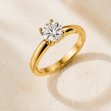 aeza Anti Tarnish Gold Plated Solitaire Ring for Women | Premium Cubic Zirconia Diamond Ring | Adjustable Stackable Promise Ring | Elegant Jewelry Gift for Women & Girls