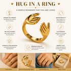 aeza Anti-Tarnish Gold Plated Adjustable Hug Hands Ring for Women – Waterproof Open Finger Ring, Minimalist Statement Jewelry, Cute Fashion Ring Gift for Girls & Women