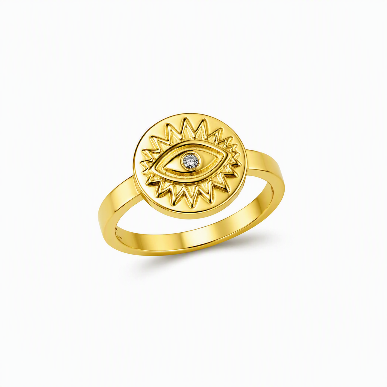 aeza Anti Tarnish Gold Evil Eye Ring for Women, Cubic Zirconia Statement Ring, Waterproof Stainless Steel Fashion Jewelry
