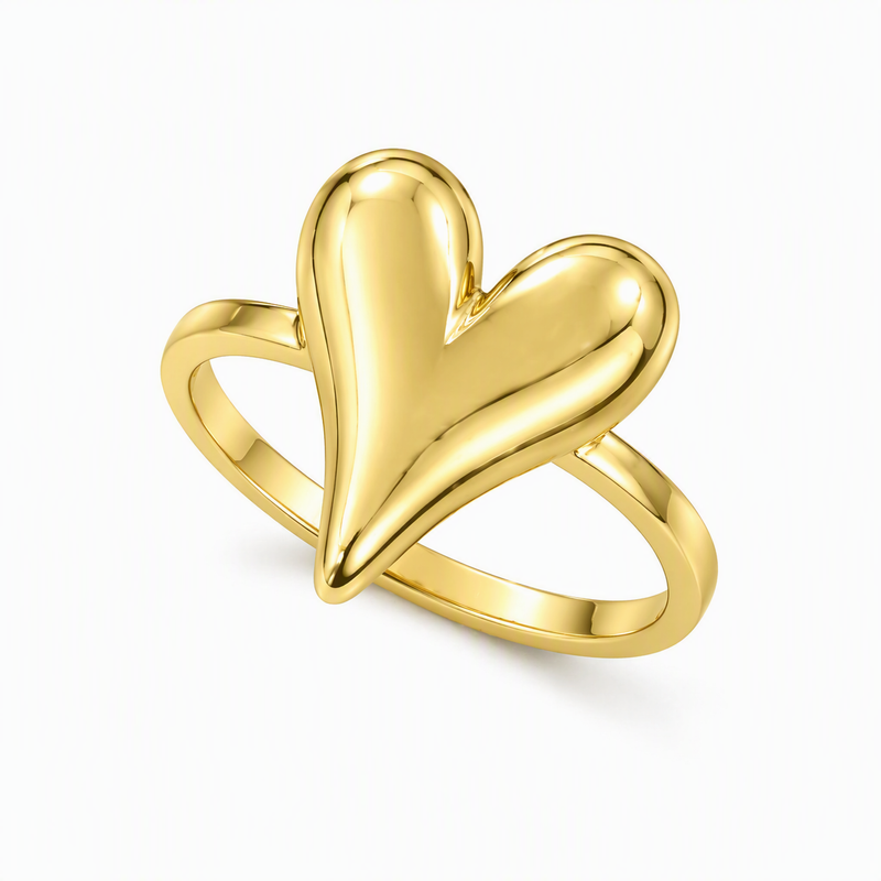 Aeza Anti Tarnish Puffy Heart Ring for Women | Gold Plated Stainless Steel Heart Ring | Waterproof, Hypoallergenic & Fade Resistant | Minimalist Fashion Jewelry Gift for Women & Girls ❤️✨