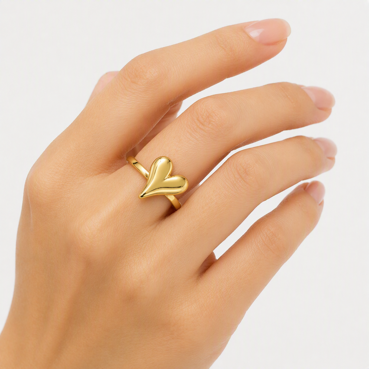 Aeza Anti Tarnish Puffy Heart Ring for Women | Gold Plated Stainless Steel Heart Ring | Waterproof, Hypoallergenic & Fade Resistant | Minimalist Fashion Jewelry Gift for Women & Girls ❤️✨