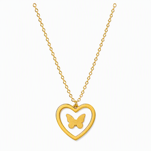 Aeza Anti Tarnish Butterfly Heart Necklace for Women | Gold Plated Stainless Steel Pendant Necklace | Waterproof, Hypoallergenic & Fade Resistant | Minimalist Jewelry Gift for Women & Girls