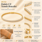 Aeza Anti Tarnish Tennis Bracelet for Women | Gold Plated Stainless Steel Crystal Bracelet | Waterproof, Hypoallergenic & Fade Resistant | Elegant Dainty Jewelry Gift for Women & Girls