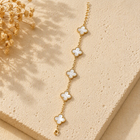 Aeza Anti Tarnish Clover Bracelet for Women | Gold Plated Stainless Steel Mother of Pearl Inspired Charm Bracelet | Waterproof, Hypoallergenic & Fade Resistant | Elegant Jewelry Gift for Women & Girls