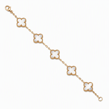 Aeza Anti Tarnish Clover Bracelet for Women | Gold Plated Stainless Steel Mother of Pearl Inspired Charm Bracelet | Waterproof, Hypoallergenic & Fade Resistant | Elegant Jewelry Gift for Women & Girls