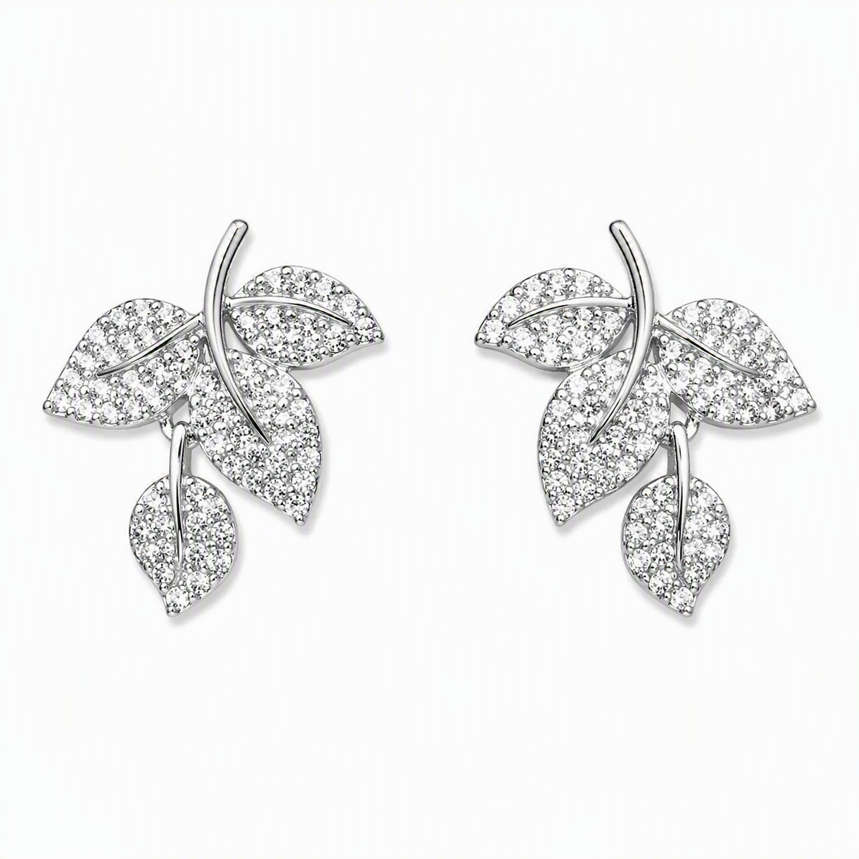 Aeza Anti Tarnish Crystal Leaf Stud Earrings for Women | Silver Plated Stainless Steel Earrings | Waterproof, Hypoallergenic & Fade Resistant | Elegant Nature-Inspired Jewelry Gift for Women & Girls