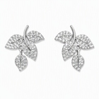Aeza Anti Tarnish Crystal Leaf Stud Earrings for Women | Silver Plated Stainless Steel Earrings | Waterproof, Hypoallergenic & Fade Resistant | Elegant Nature-Inspired Jewelry Gift for Women & Girls