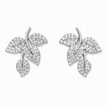 Aeza Anti Tarnish Crystal Leaf Stud Earrings for Women | Silver Plated Stainless Steel Earrings | Waterproof, Hypoallergenic & Fade Resistant | Elegant Nature-Inspired Jewelry Gift for Women & Girls
