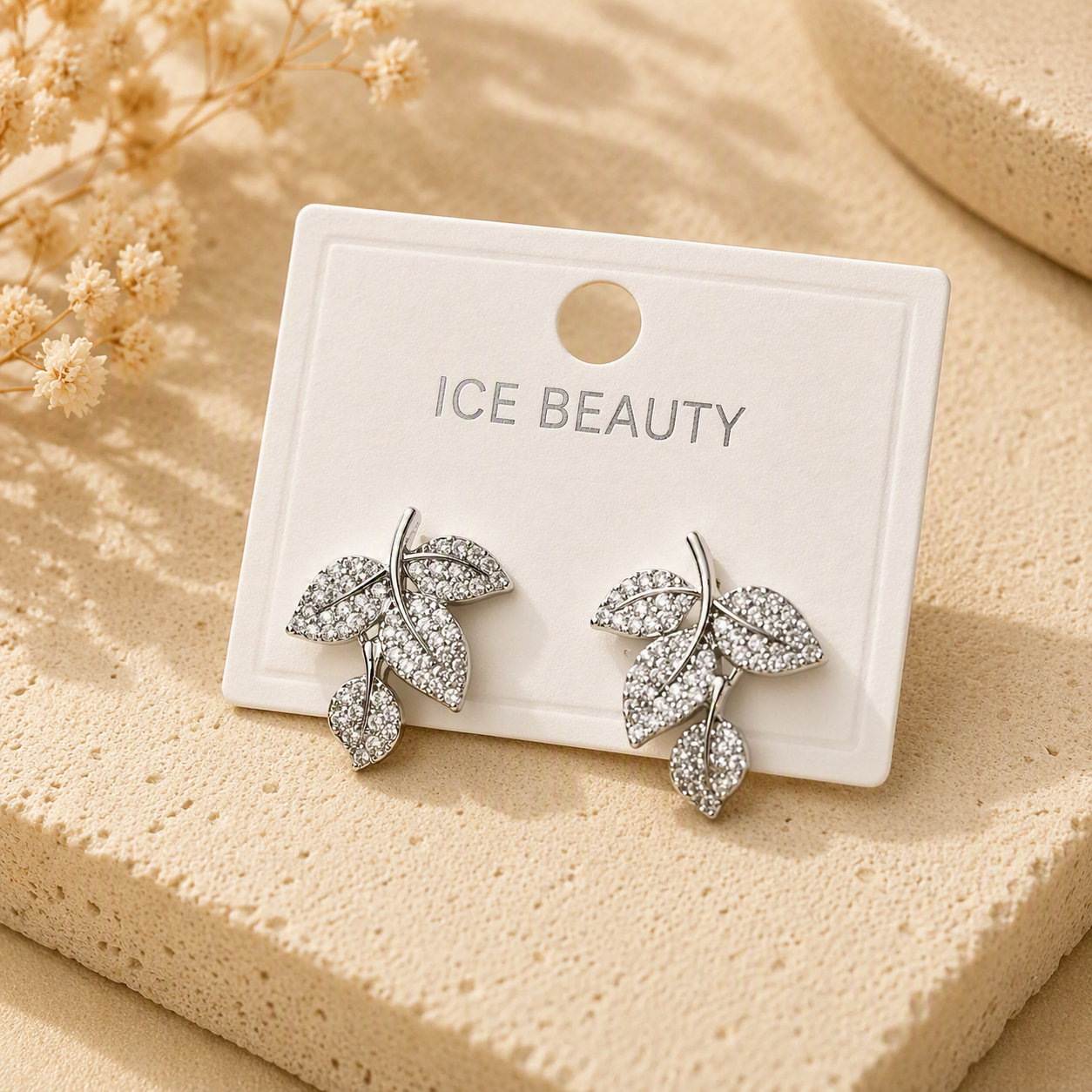 Aeza Anti Tarnish Crystal Leaf Stud Earrings for Women | Silver Plated Stainless Steel Earrings | Waterproof, Hypoallergenic & Fade Resistant | Elegant Nature-Inspired Jewelry Gift for Women & Girls