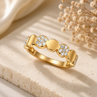 Aeza Anti Tarnish Crystal Heart Ring for Women | Gold Plated Stainless Steel Heart Band Ring | Waterproof, Hypoallergenic & Fade Resistant | Elegant Love-Themed Jewelry Gift for Women & Girls