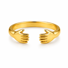 aeza Anti-Tarnish Gold Plated Adjustable Hug Hands Ring for Women – Waterproof Open Finger Ring, Minimalist Statement Jewelry, Cute Fashion Ring Gift for Girls & Women