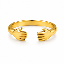 aeza Anti-Tarnish Gold Plated Adjustable Hug Hands Ring for Women – Waterproof Open Finger Ring, Minimalist Statement Jewelry, Cute Fashion Ring Gift for Girls & Women